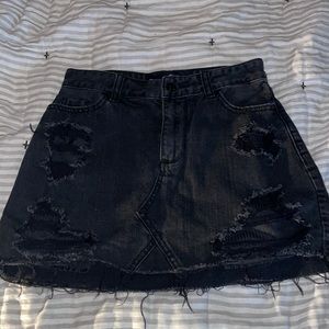 Black denim skirt